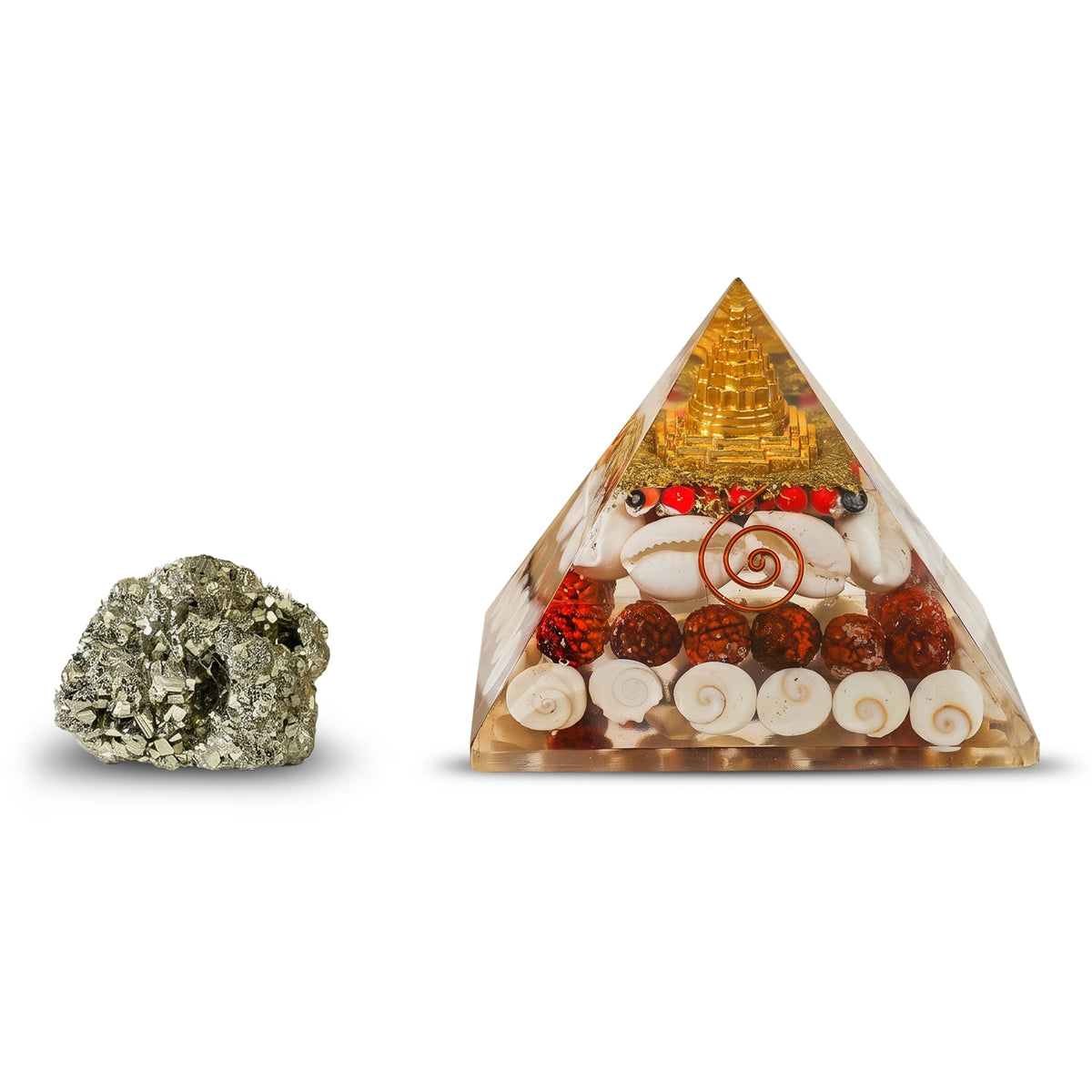 Lakshmi Yantra Pyramid With Free Raw Pyrite stone, additional view — Horocosmo