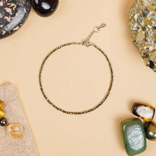 Raw Pyrite Anklet – Money & Willpower (Certified & Energised)