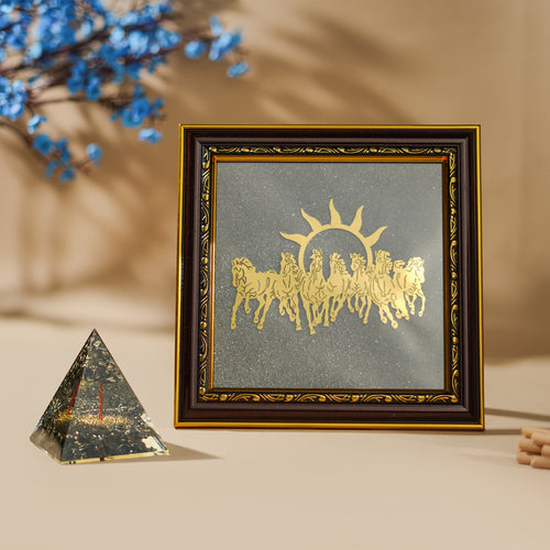 7 Horses Frame + FREE Money Magnet Pyramid – Money & Opportunity (Certified & Energised)