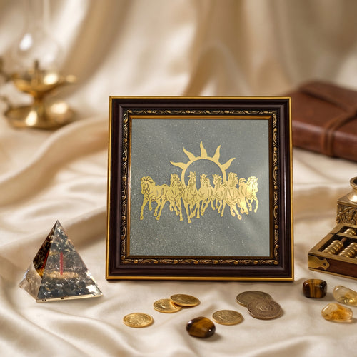 7 Horses Frame + FREE Money Magnet Pyramid – Money & Opportunity (Certified & Energised)