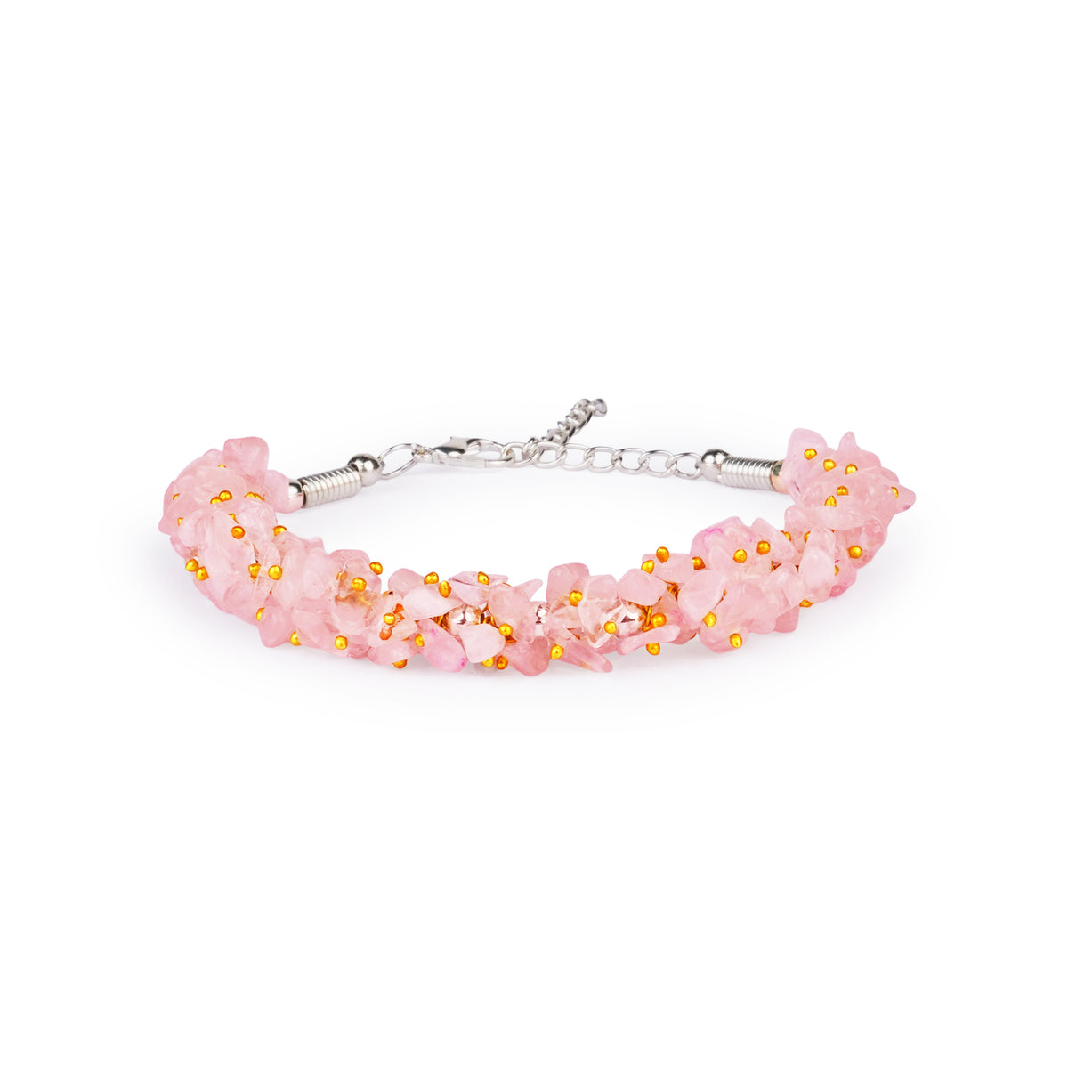 Pyrite Anklet with FREE Rose Quartz Chips Bracelet, detail view — Horocosmo
