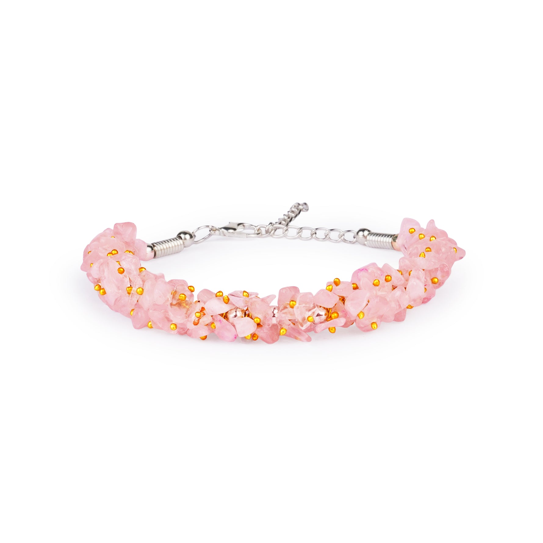 Pyrite Anklet with FREE Rose Quartz Chips Bracelet, detail view — Horocosmo