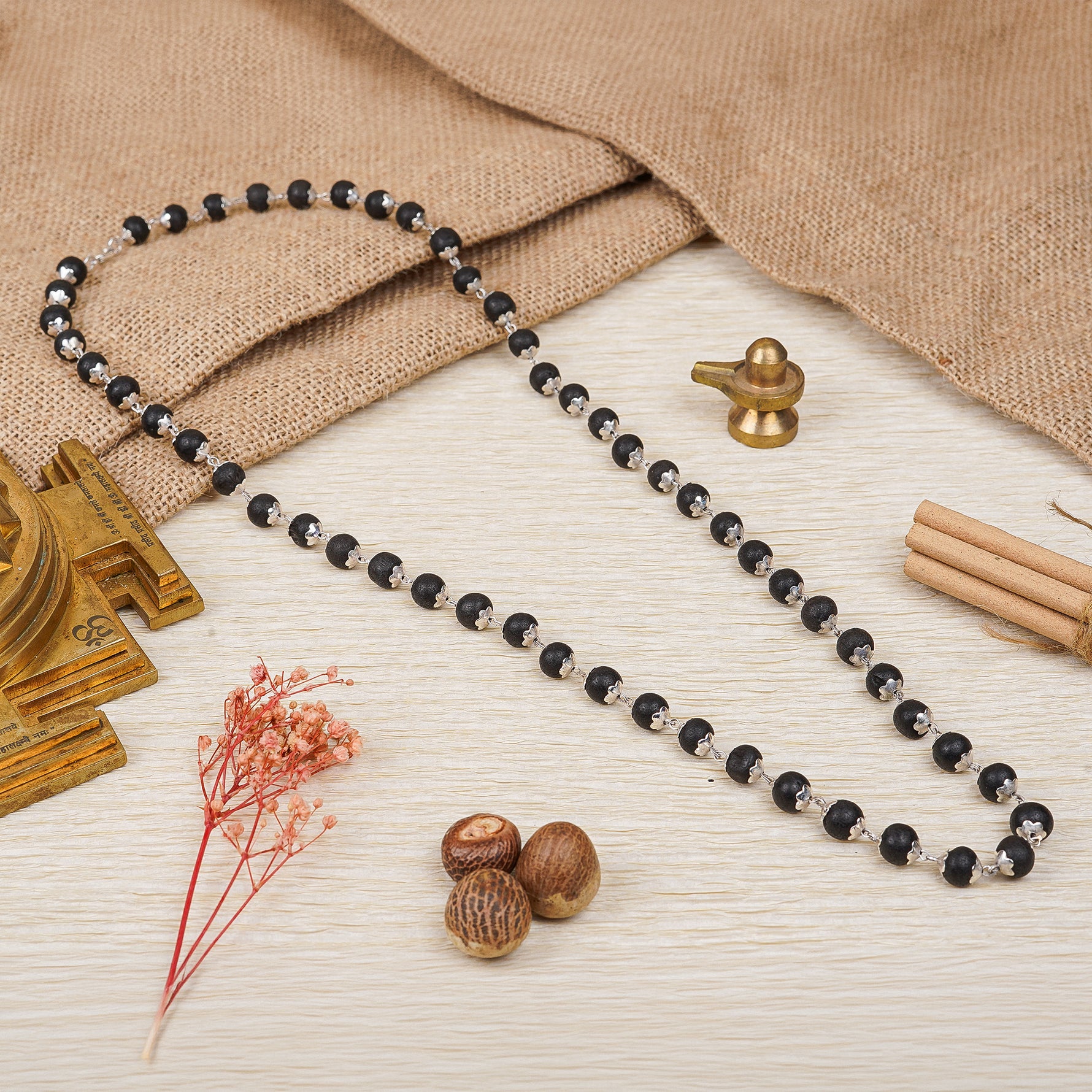Silver Karungali Mala, alternate view — Horocosmo