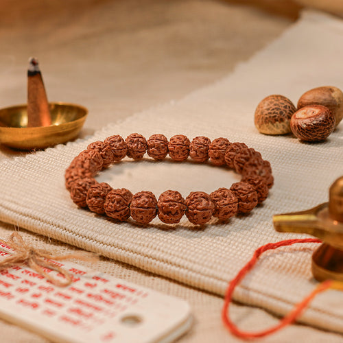 5 Mukhi Rudraksha Bracelet – Peace, Health & Calm (Shiva) (Certified)
