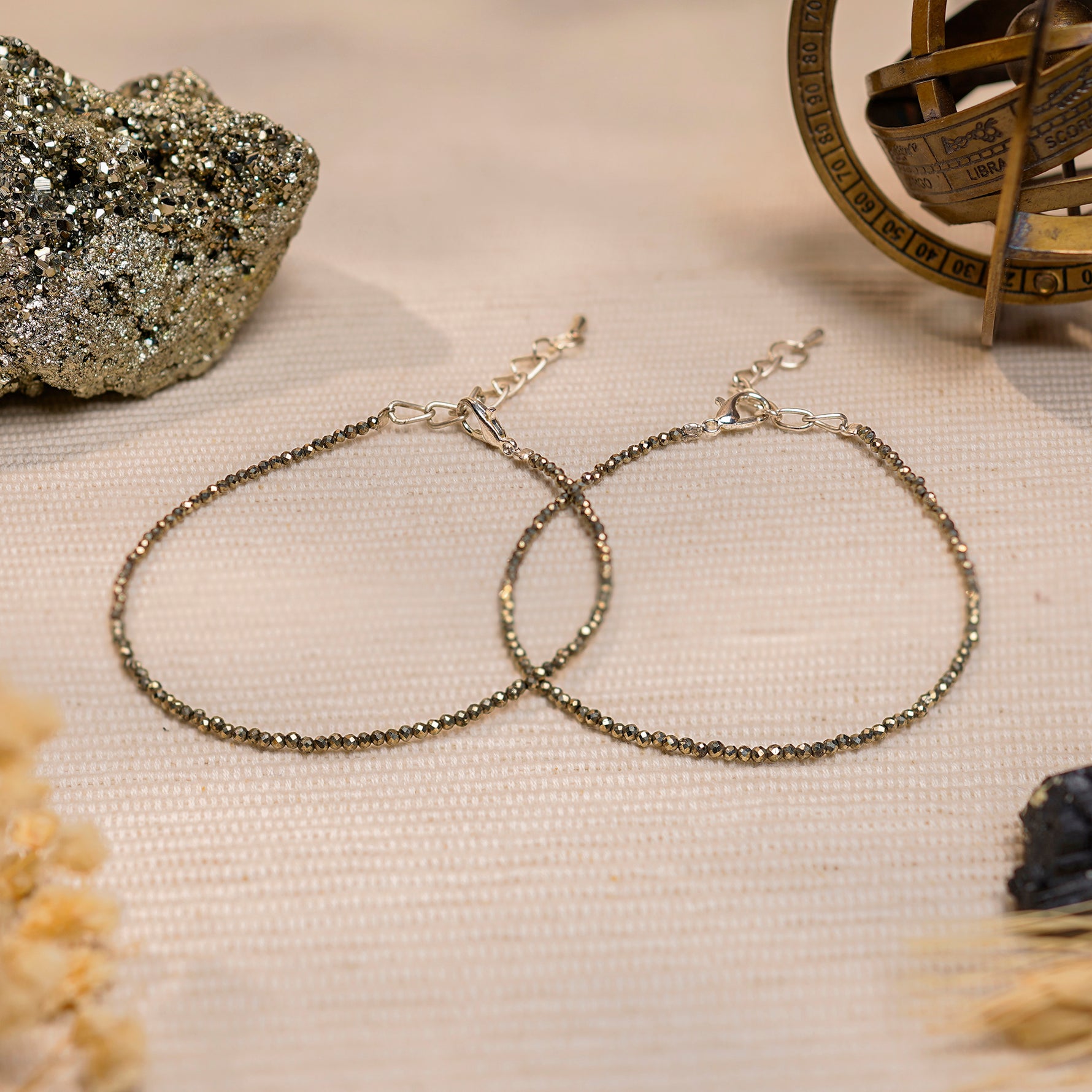 Maha Lakshmi Siddh Raw Pyrite Anklet Set Of 2, alternate view — Horocosmo