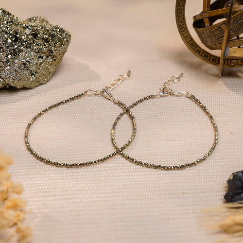 Maha Lakshmi Siddh Raw Pyrite Anklet Set Of 2 (Wealth & Prosperity, Certified)