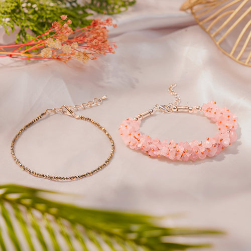 Pyrite Anklet with FREE Rose Quartz Chips Bracelet (Love & Healing, Certified)