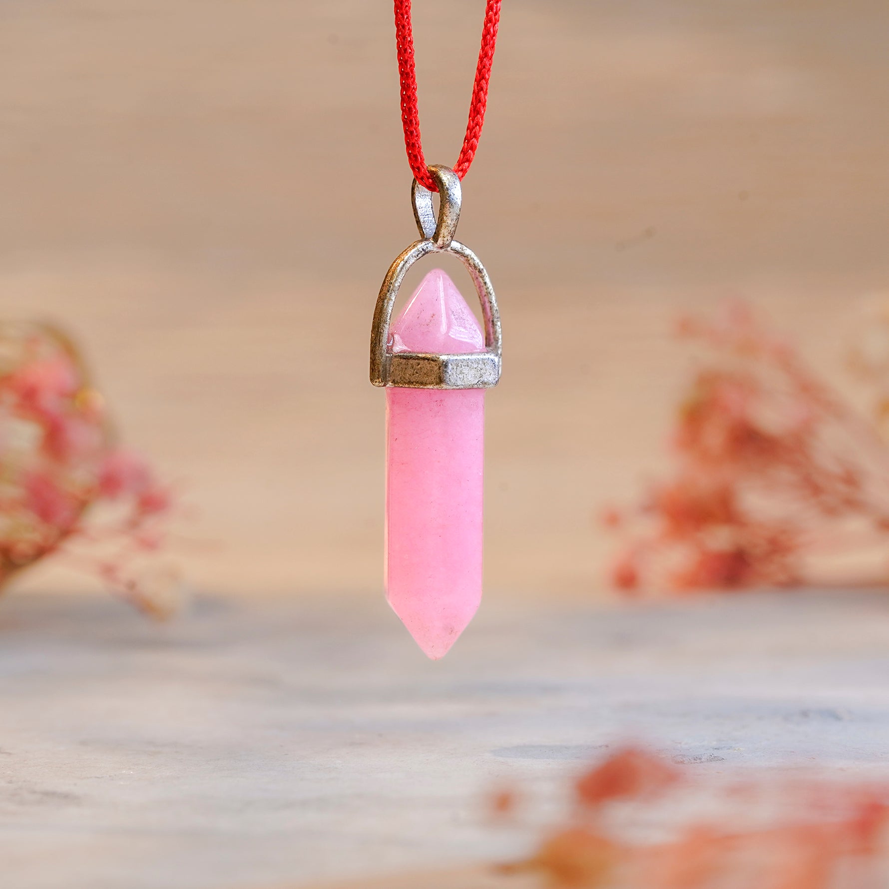 Love Attraction Rose Quartz Pencil Pendant, alternate view — Horocosmo