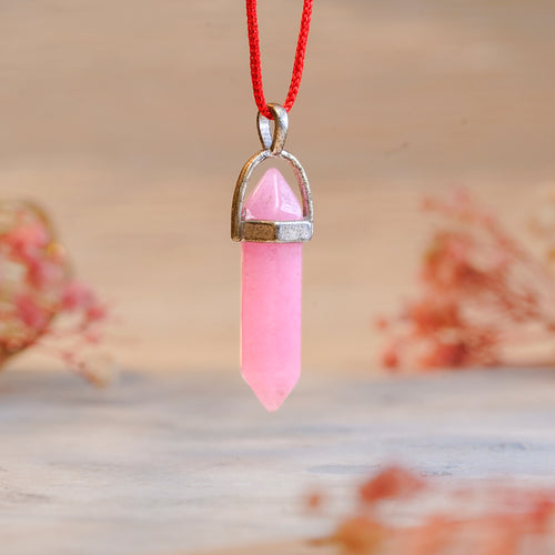 Love Attraction Rose Quartz Pencil Pendant – Love & Relationships (Certified & Energised)