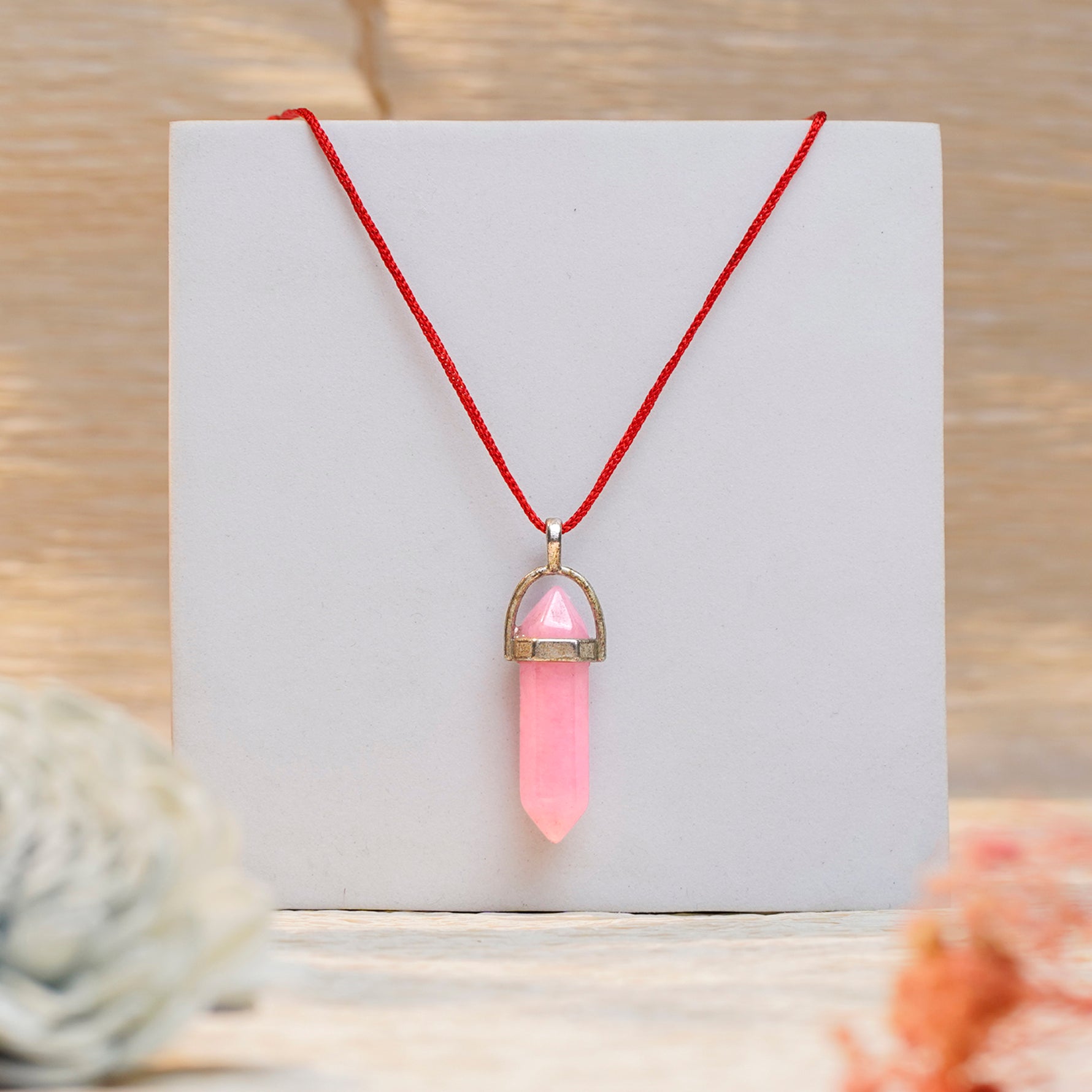 Love Attraction Rose Quartz Pencil Pendant, additional view — Horocosmo