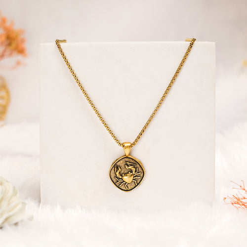 Cancer Pendant with Gold Finish