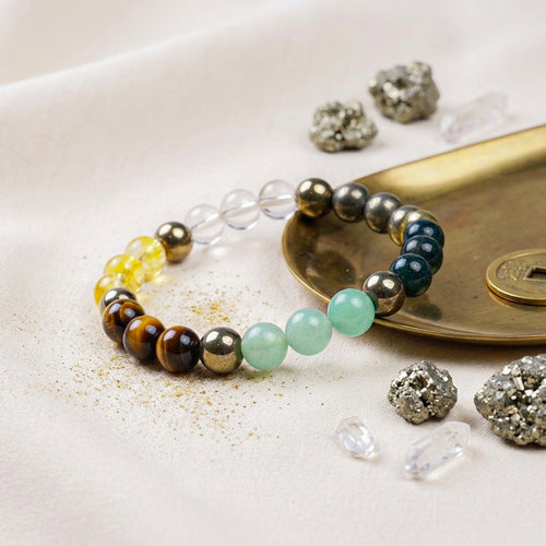 Dhan Yog Bracelet + FREE Raw Selenite Plate – Wealth & Money (Certified & Energised)