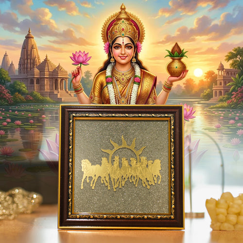 Maha Lakshmi Siddh 7 Horses Pyrite Frame – Wealth & Prosperity (Certified & Energised)