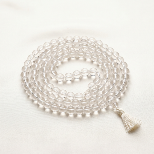 Sphatik Jap Mala 108+1 Beads – Cooling & Clarity (Certified & Energised)