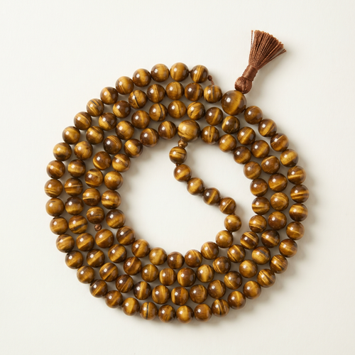 Tiger Eye Mala – Courage, Discipline & Focus (Certified & Energised)