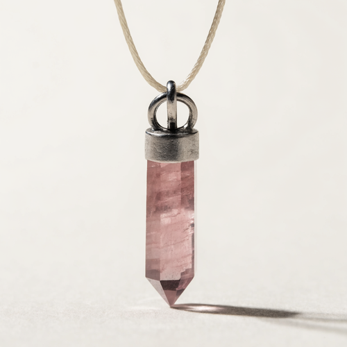 Love Attraction Rose Quartz Pencil Pendant – Love & Relationships (Certified & Energised)