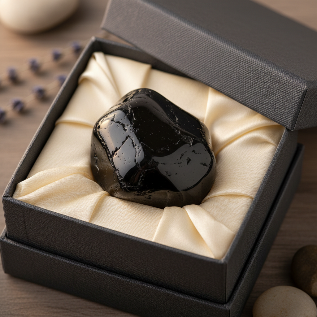 Natural Black Obsidian crystal in a premium gift box – Horocosmo