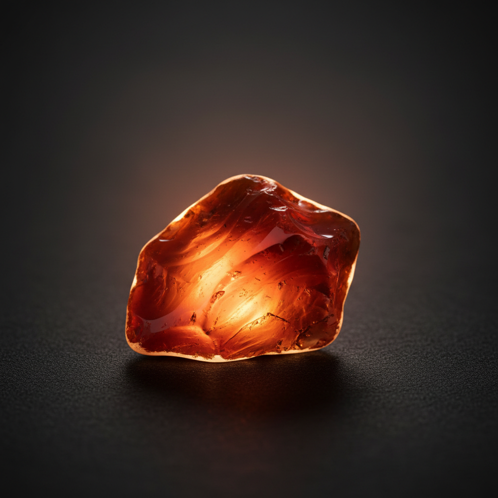 Natural Carnelian crystal with warm glow on dark background – Horocosmo