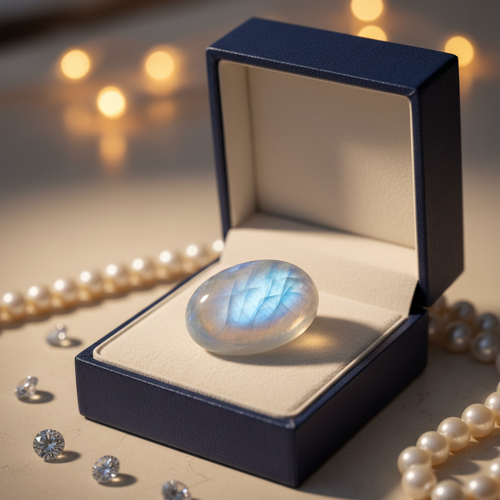 Natural Rainbow Moonstone crystal in a premium gift box – Horocosmo