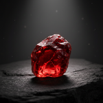 Natural Red Garnet crystal with deep red glow on dark background – Horocosmo