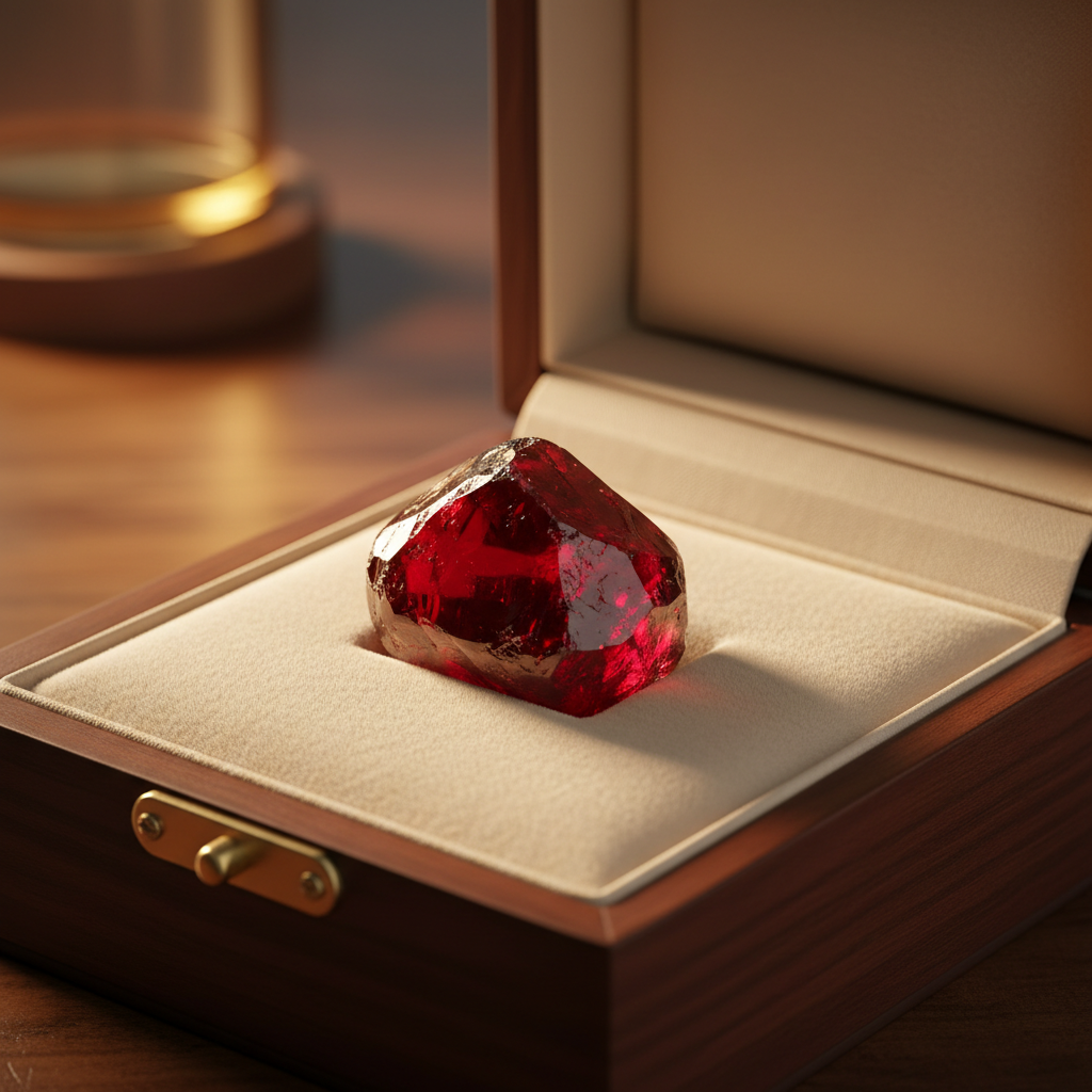 Natural Red Garnet crystal in a premium gift box – Horocosmo
