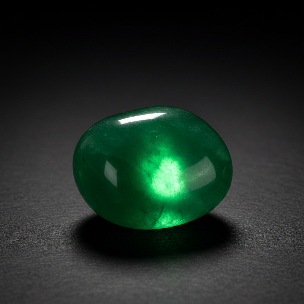Natural Green Jade stone with green glow on dark background – Horocosmo