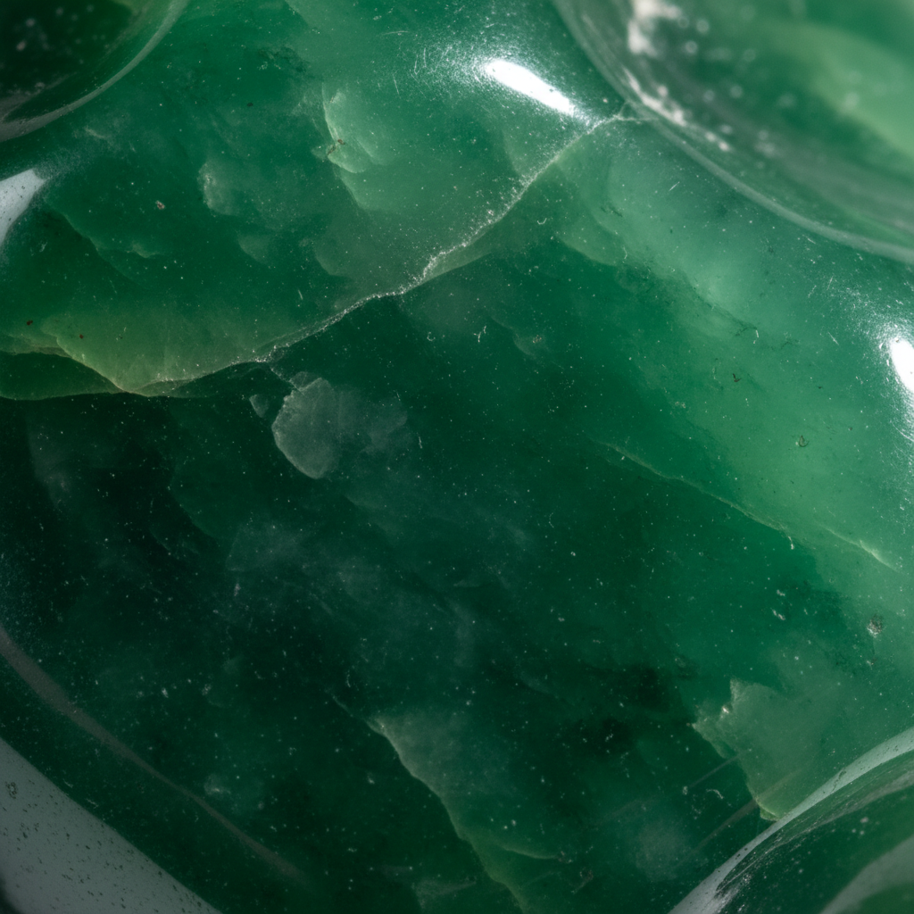 Macro texture of natural Green Jade showing rich green translucency – Horocosmo
