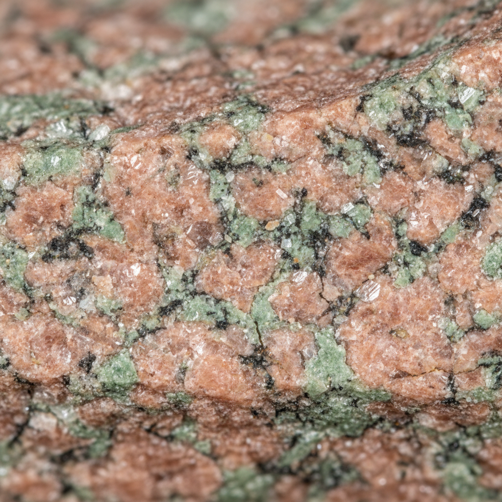 Macro texture of natural Unakite showing pink and green mottling – Horocosmo