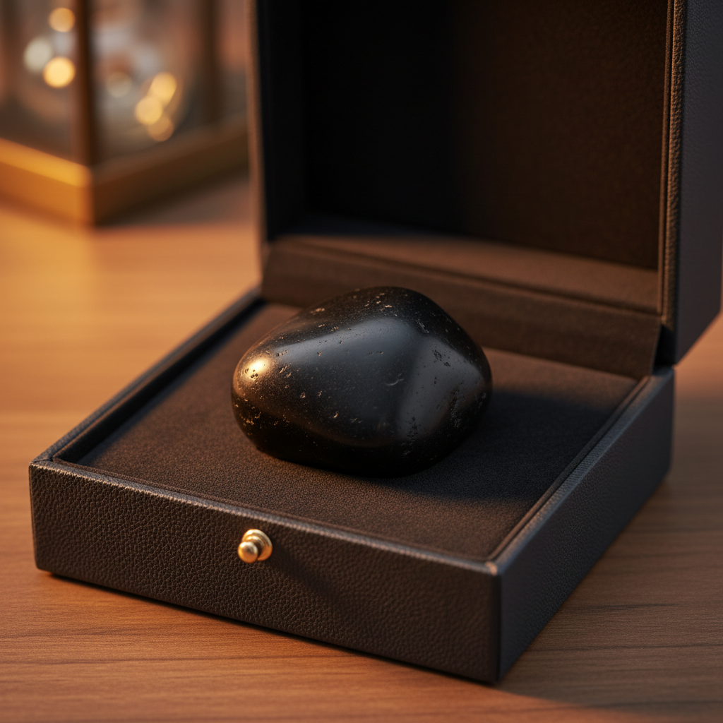 Natural black Shungite stone in a premium gift box – Horocosmo