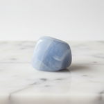 Natural Blue Chalcedony stone soft pale blue on white marble – Horocosmo