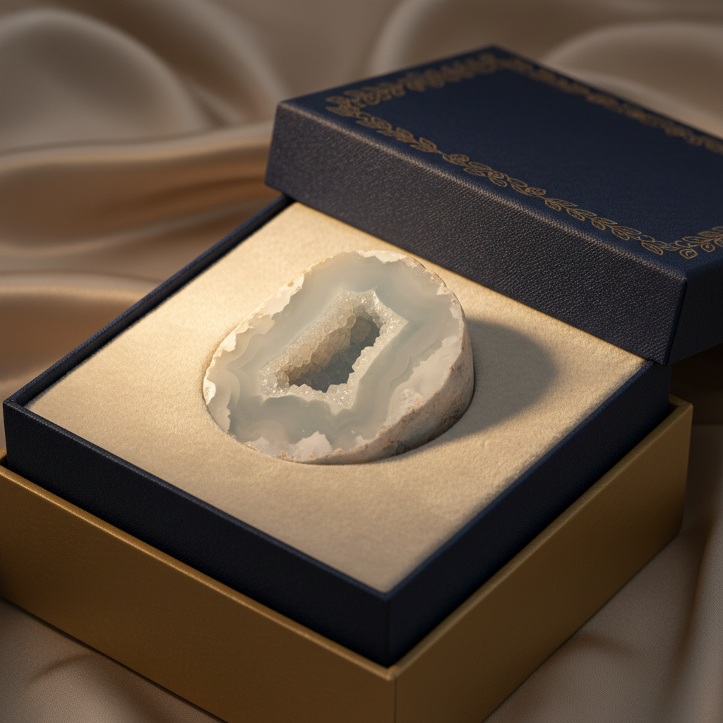 Natural Blue Chalcedony stone in a premium gift box – Horocosmo
