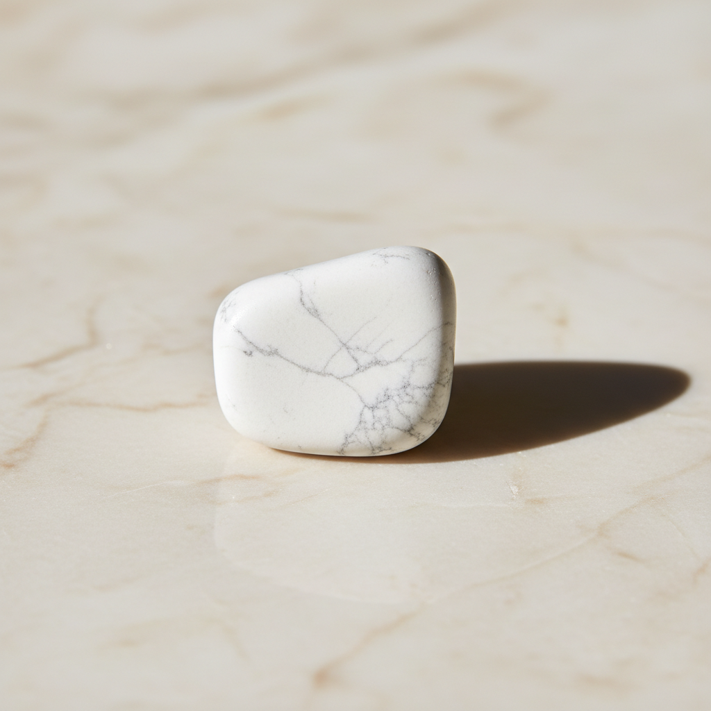 Natural white Howlite stone with grey veins on marble – Horocosmo