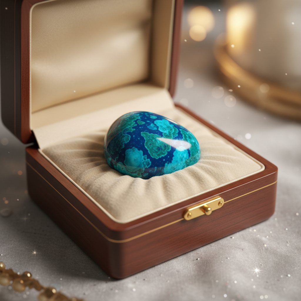 Natural Chrysocolla stone in a premium gift box – Horocosmo