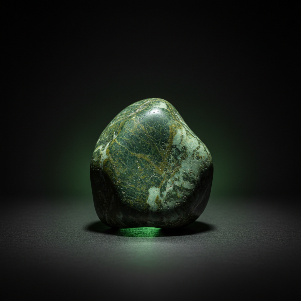 Natural Serpentine green stone with glow on dark background – Horocosmo
