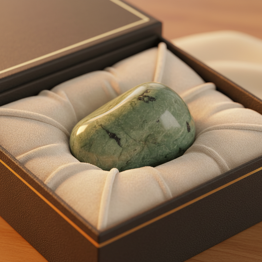 Natural Serpentine green stone in a premium gift box – Horocosmo