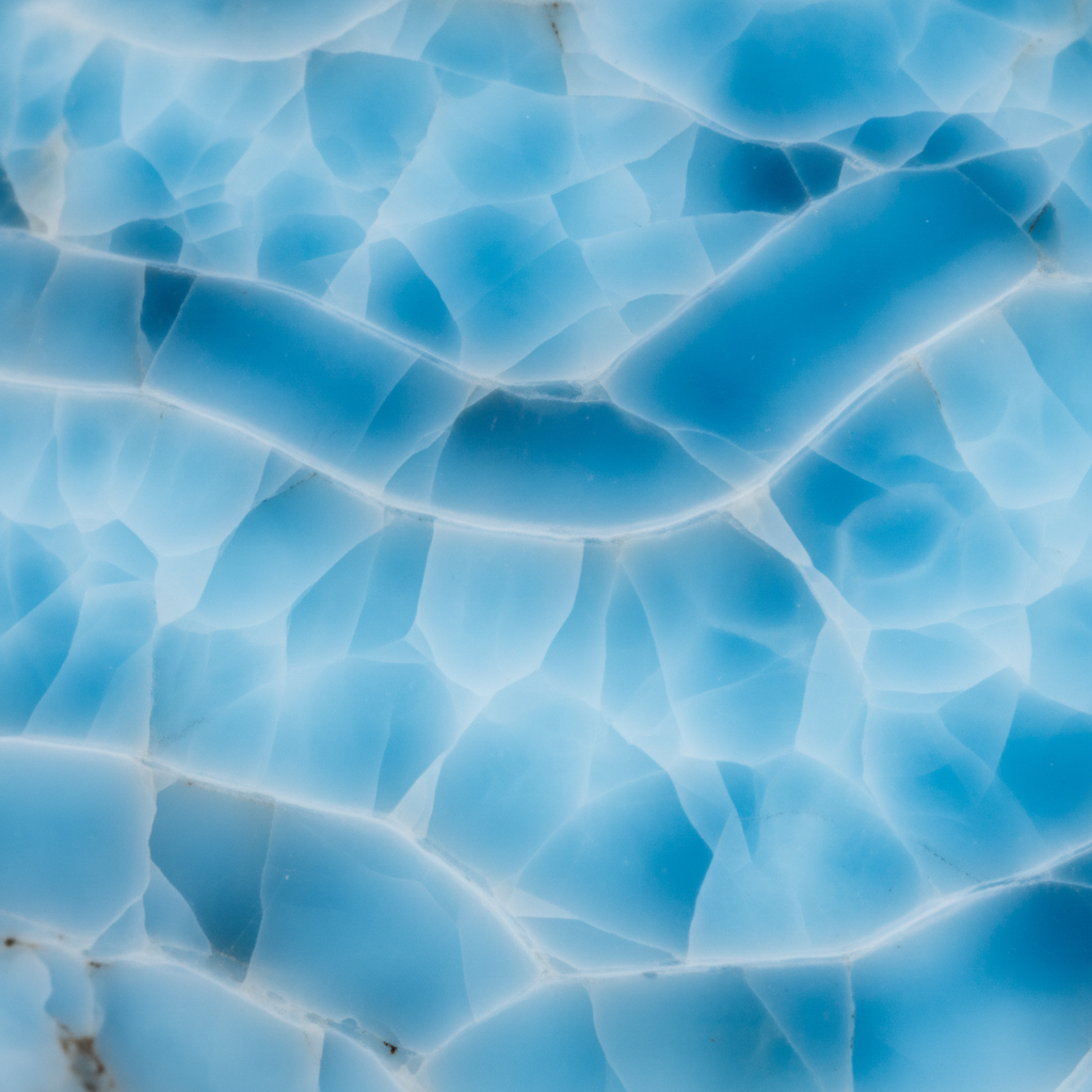 Macro of natural Larimar showing sky-blue wave patterns – Horocosmo