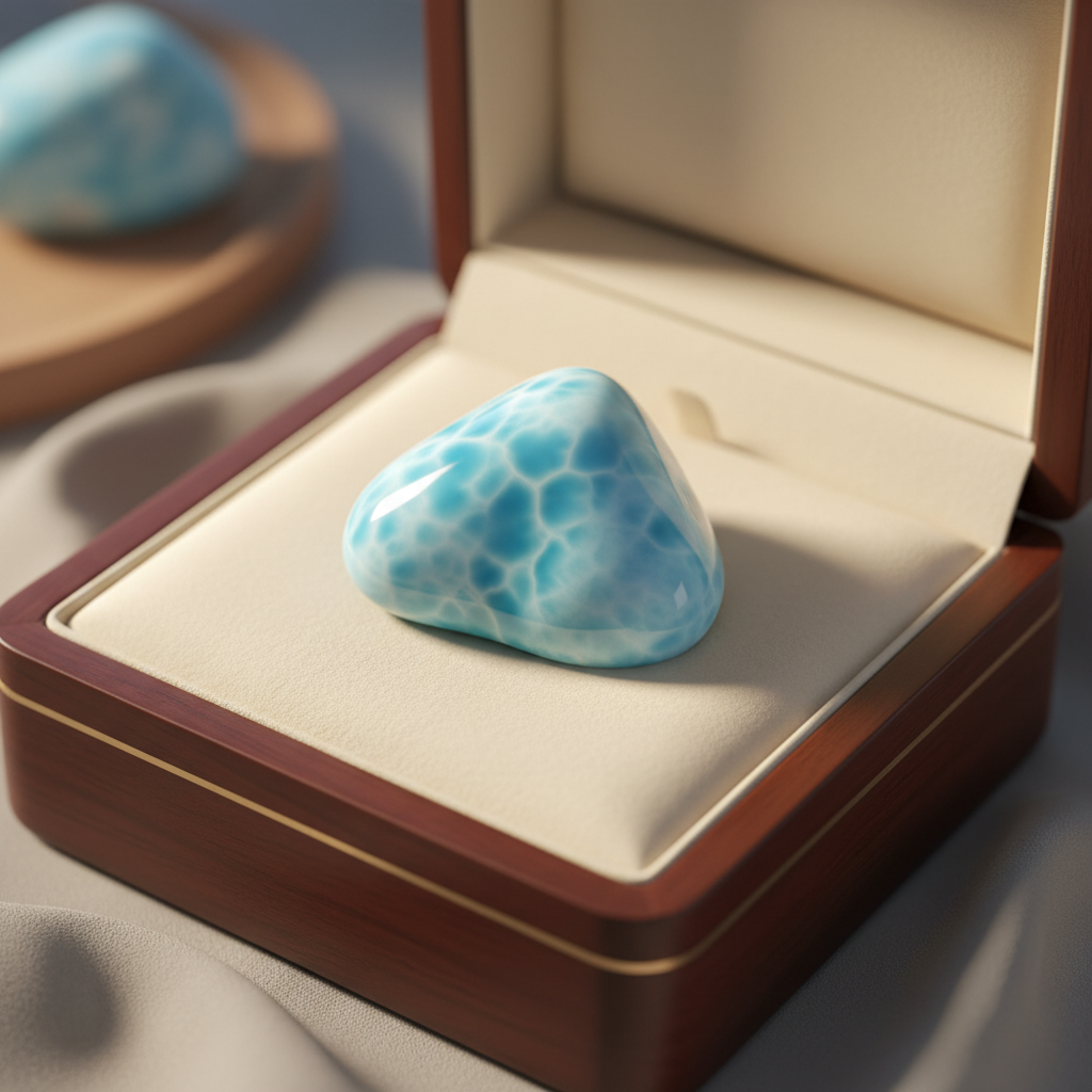 Natural Larimar ocean-blue stone in a premium gift box – Horocosmo