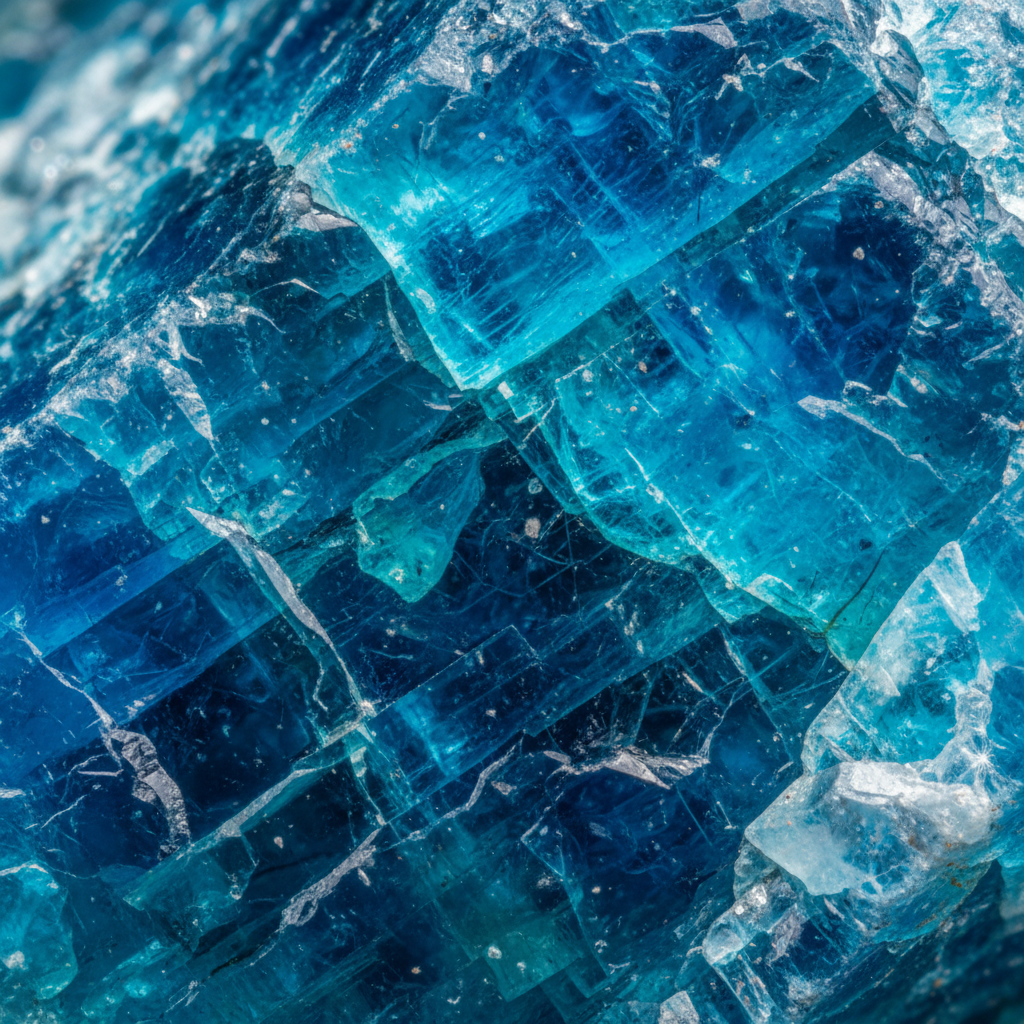 Macro of natural Blue Apatite showing vivid electric-blue colour – Horocosmo