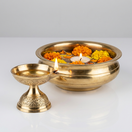 Decorative Brass Diya & Urli – Festive Pooja & Home Decor