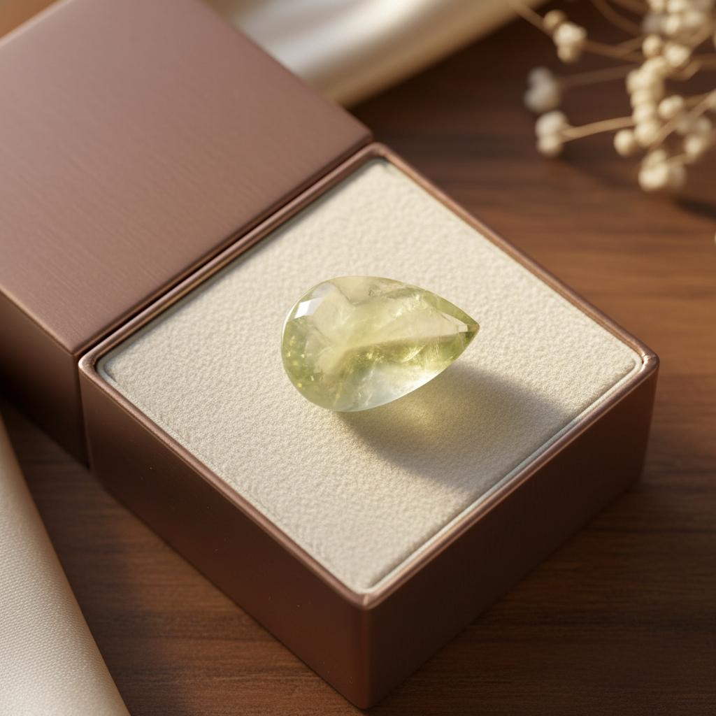 Natural Prehnite yellow-green stone in a premium gift box – Horocosmo