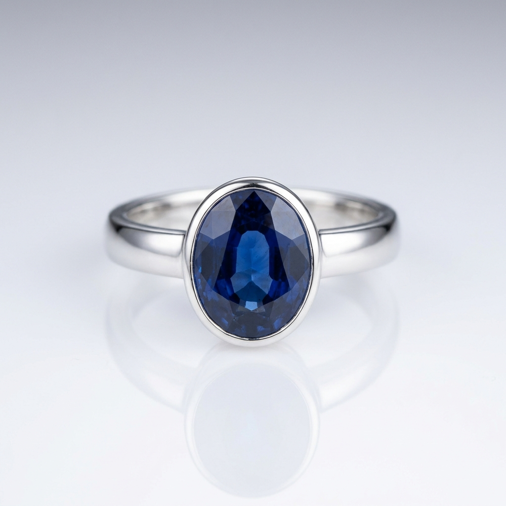 Natural Blue Sapphire Neelam Silver Ring