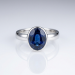 Natural Blue Sapphire Neelam Silver Ring