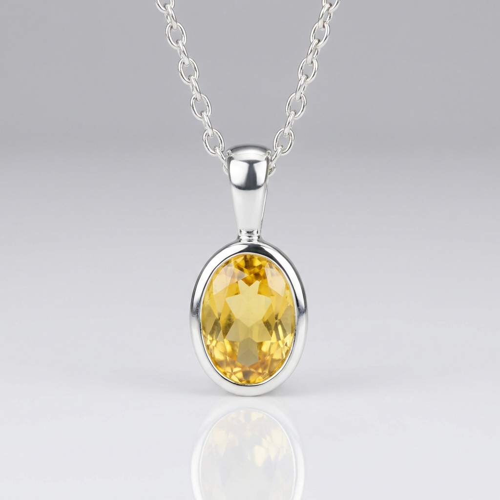 Natural Yellow Sapphire Pukhraj Silver Pendant