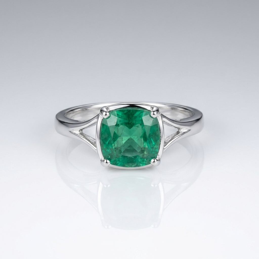 Natural Emerald Panna Silver Ring