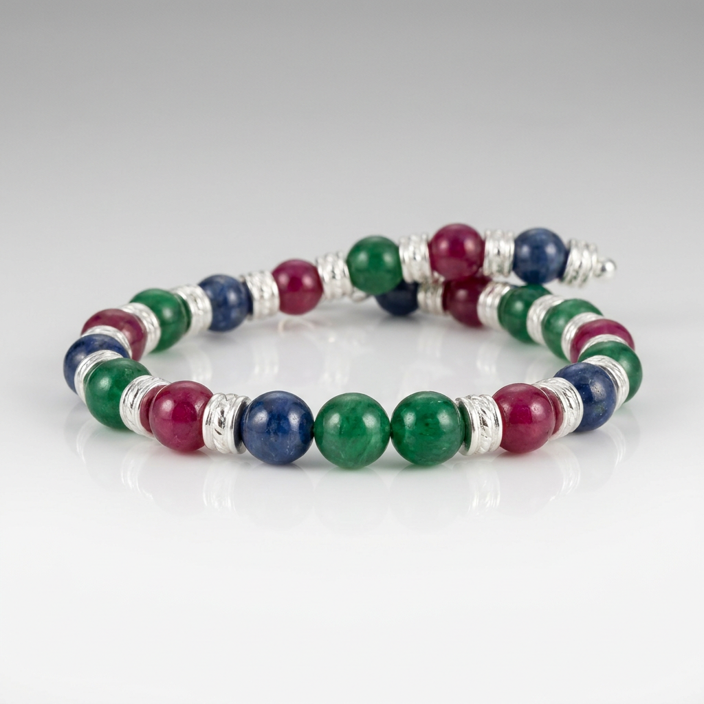 Premium Silver Gemstone Bracelet