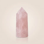 Natural Rose Quartz crystal tower – representative image; each natural stone varies slightly in pattern and shade