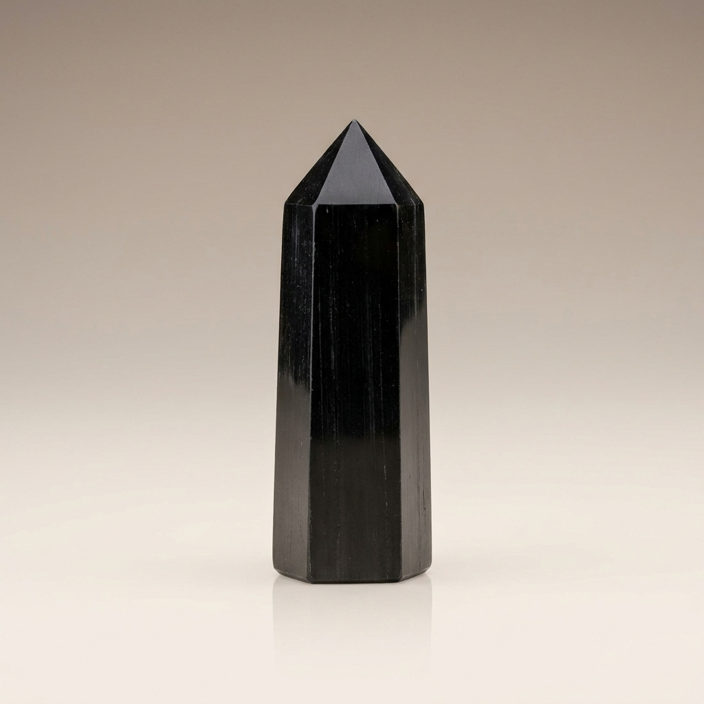 Natural Black Tourmaline crystal tower – representative image; each natural stone varies slightly in pattern and shade