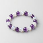 Amethyst and moonstone sleep bracelet – representative image; natural stones vary slightly in shade