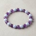 Blue lace agate and amethyst bracelet – representative image; natural stones vary slightly in shade