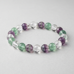 Clear quartz and fluorite focus bracelet – representative image; natural stones vary slightly in shade
